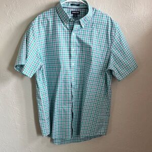 Lands' End Men's XLT Aqua and White Plaid Shirt
